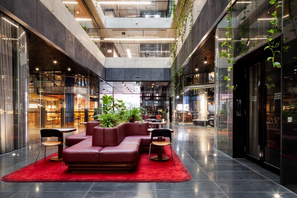 Atrium lounge at the 68 Clarke Street workspace, South Melbourne